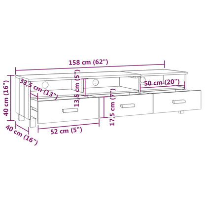 TV-benk HAMAR hvit 158x40x40 cm heltre furu