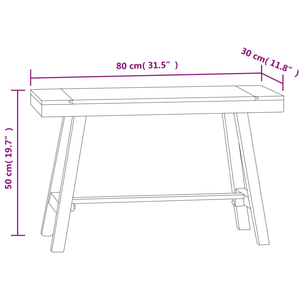 Sittebenk 80 cm heltre teak