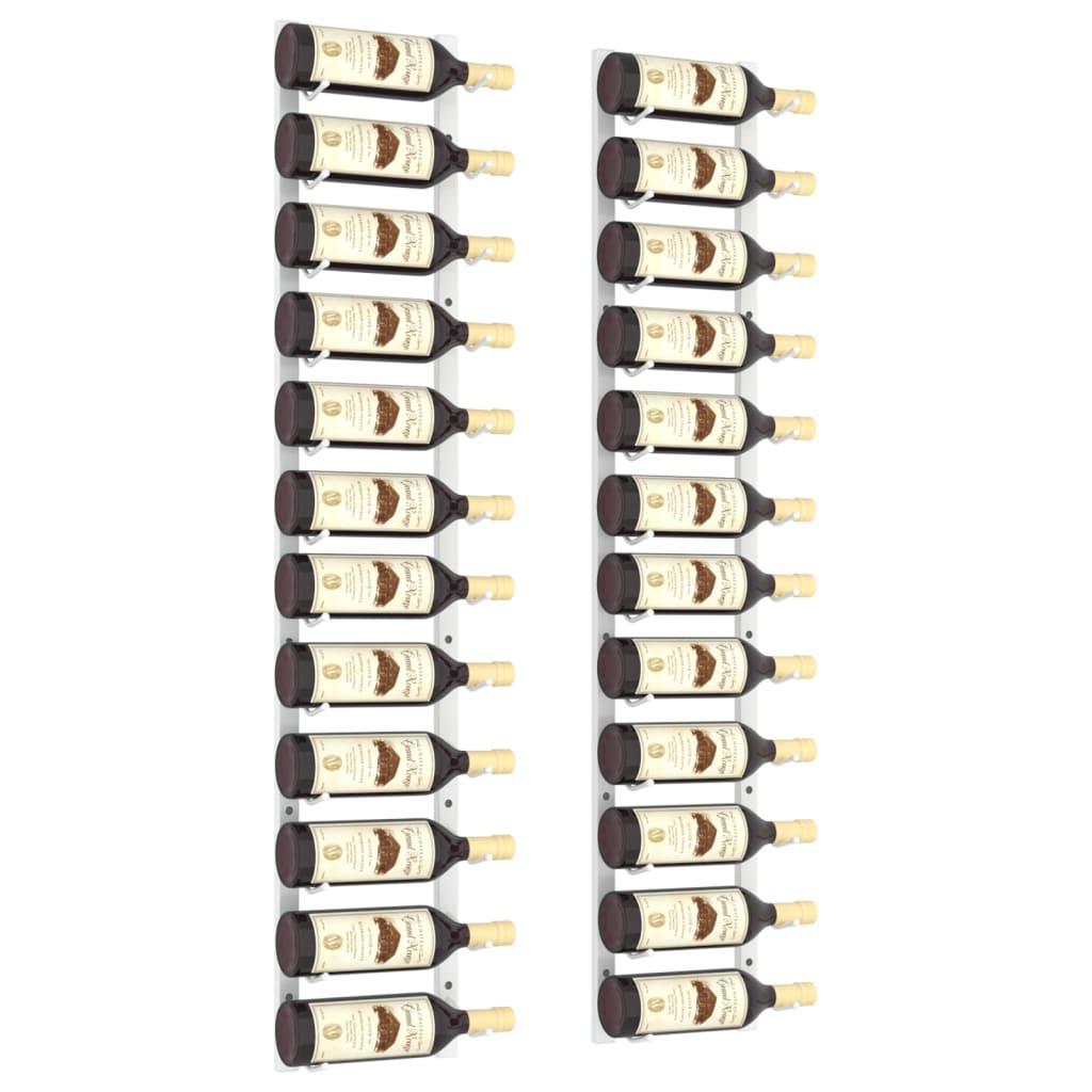 Vinstativ Veggmontert for 12 flasker 2stk Hvit jern