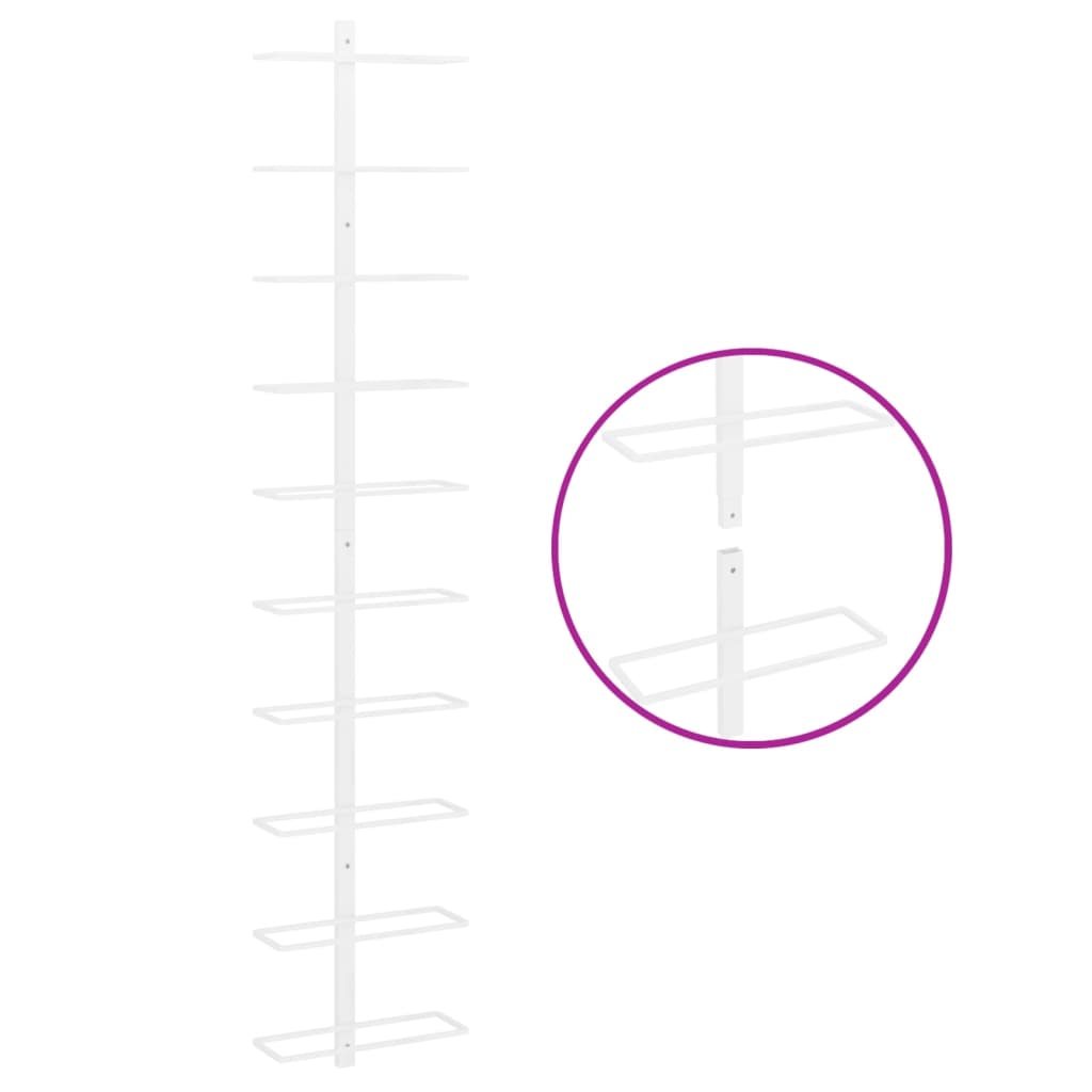Vinstativ Veggmontert for 10 flasker Hvit metall