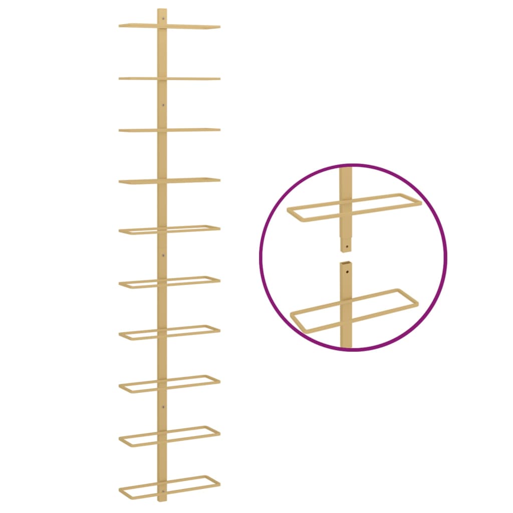 Vinstativ Veggmontert for 10 flasker gull metall