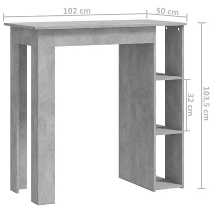 Barbord kafebord Bistrobord med hylle betonggrå 102x50x103,5 cm konstruert tre