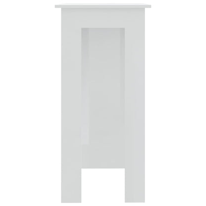 Barbord kafebord Bistrobord med hylle hvit høyglans 102x50x103,5 cm konstruert tre