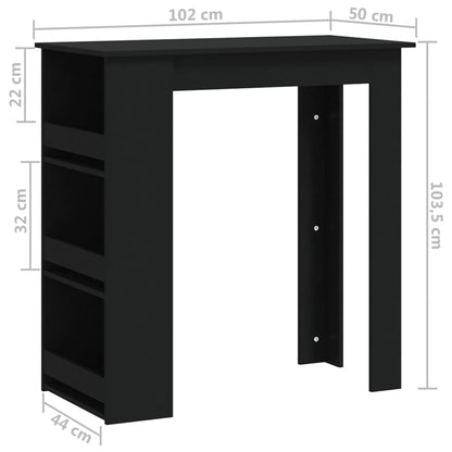 Barbord kafebord Bistrobord med oppbevaring svart 102x50x103,5 cm konstruert tre