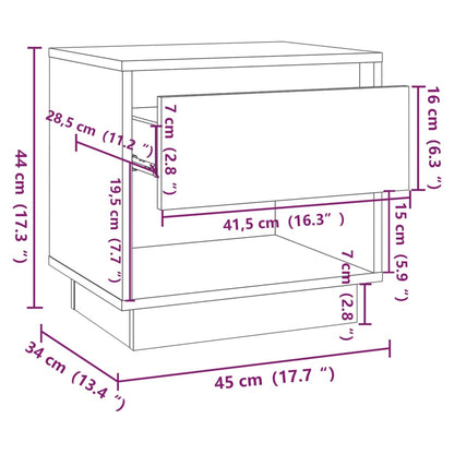 Nattbord sonoma eik 45x34x44 cm konstruert tre