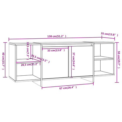 TV-benk svart 130x35x50 cm konstruert tre