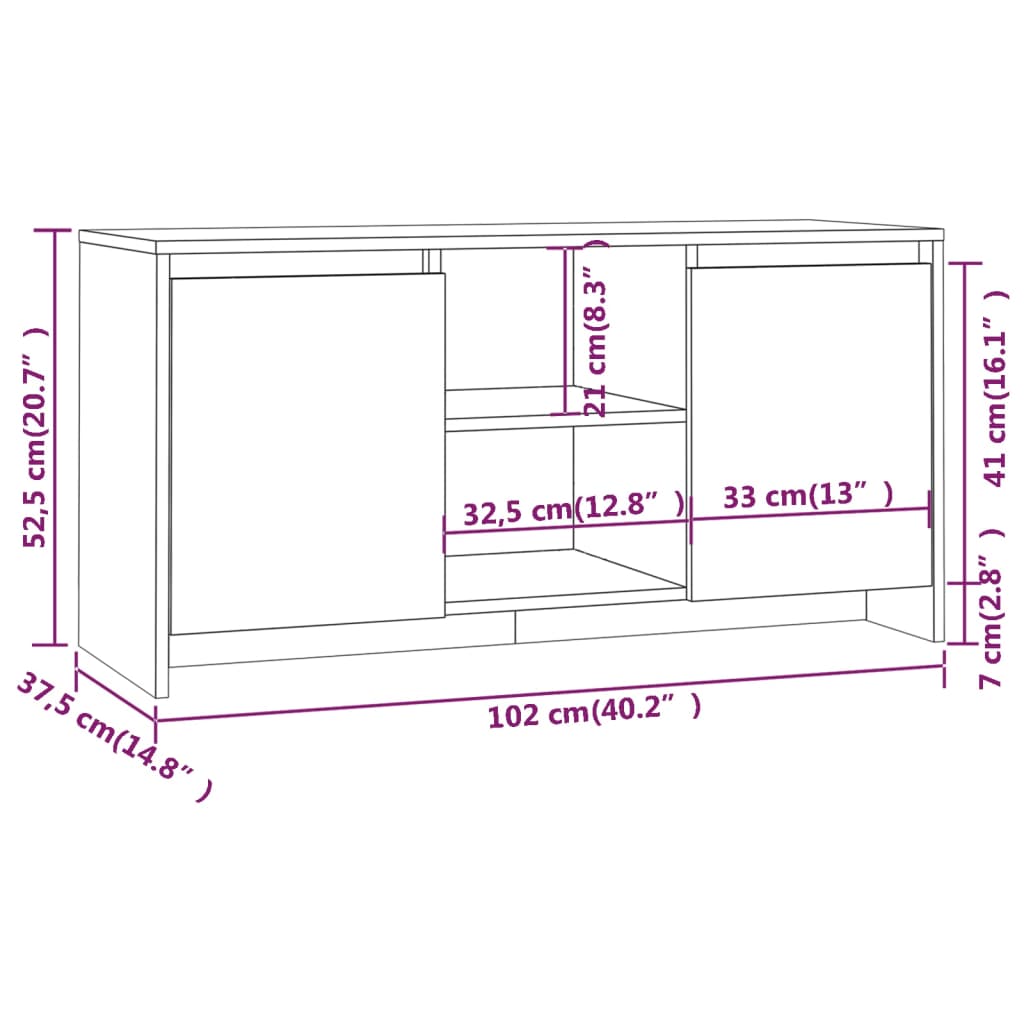 TV-benk svart 102x37,5x52,5 cm konstruert tre