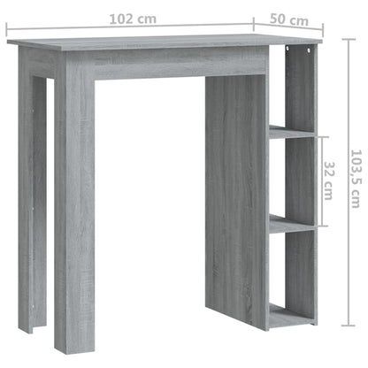 Barbord kafebord Bistrobord med hylle grå sonoma eik 102x50x103,5 cm konstruert tre