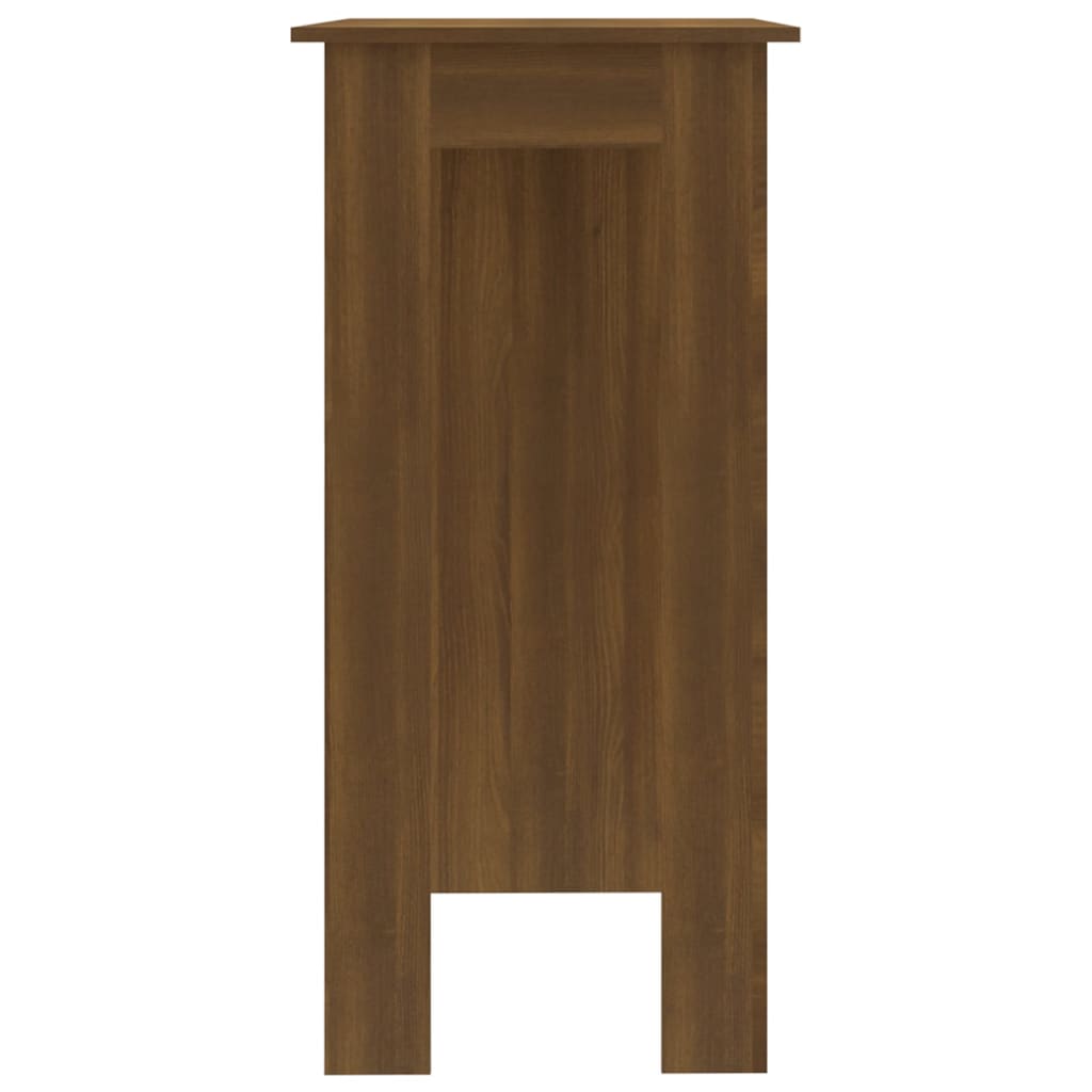 Barbord kafebord Bistrobord med hylle brun eik 102x50x103,5 cm konstruert tre