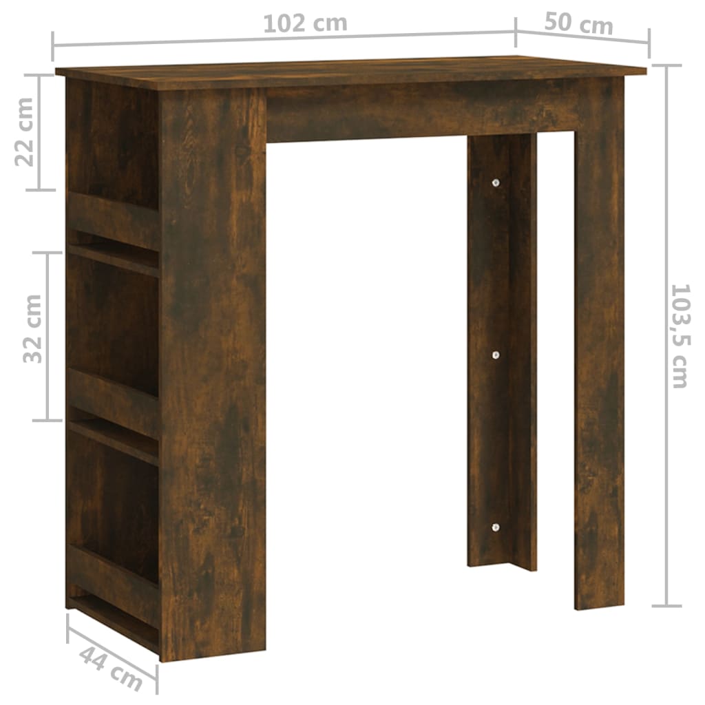 Barbord kafebord Bistrobord med stativ røkt eik 102x50x103,5 cm konstruert tre