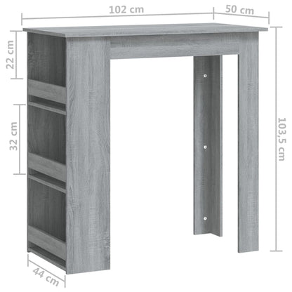 Barbord kafebord Bistrobord med stativ grå sonoma 102x50x103,5 cm konstruert tre