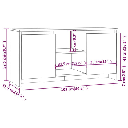 TV-benk grå sonoma eik 102x37,5x52,5 cm konstruert tre