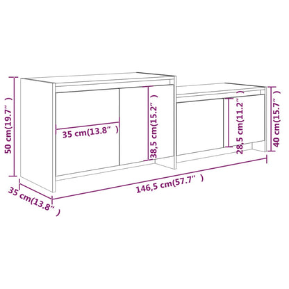 TV-benk grå sonoma eik 146,5x35x50 cm konstruert tre