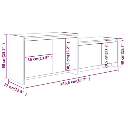 TV-benk brun eik 146,5x35x50 cm konstruert tre