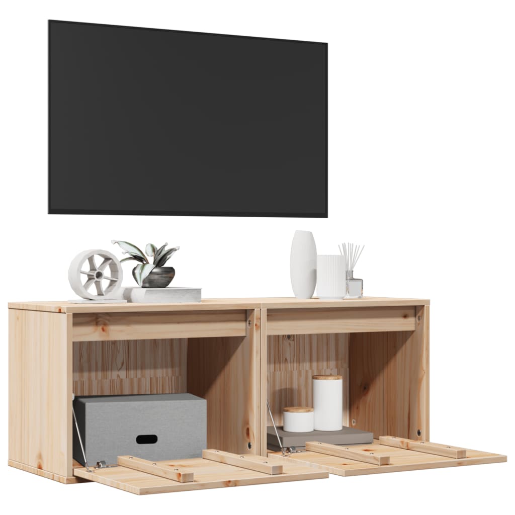 Veggskap 2 stk 45x30x35 cm heltre furu