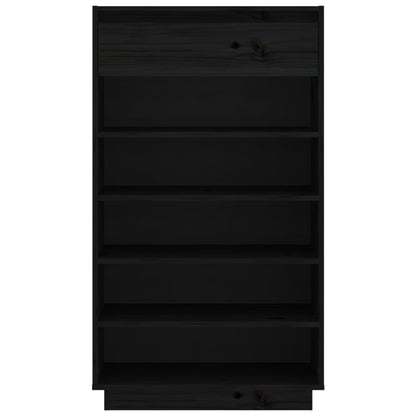 Skoskap Skohylle Skobenk Svart 60x34x105 cm heltre furu