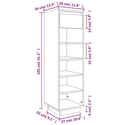 Skoskap Skobenk Skohylle 30x34x105 cm heltre furu