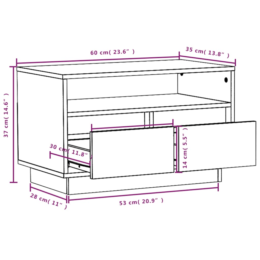 TV-benk 60x35x37 cm heltre furu