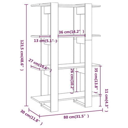 Bokhylle/Romdeler svart 80x30x123,5 cm