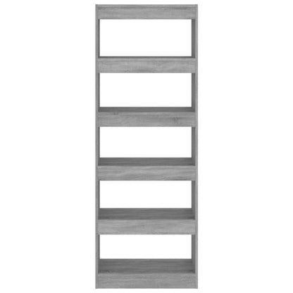 Bokhylle Betonggrå Romdeler 60x30x166 cm