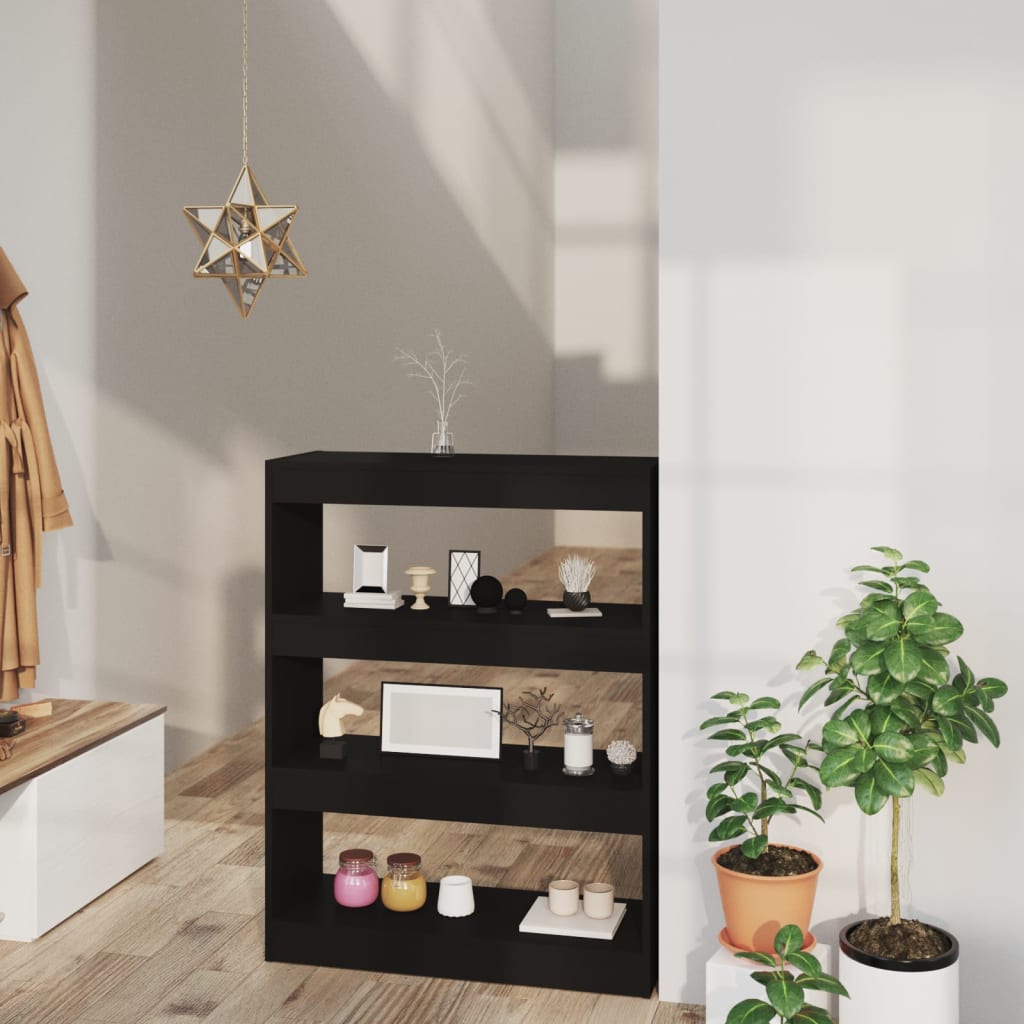 Bokhylle Svart Romdeler 80x30x103 cm