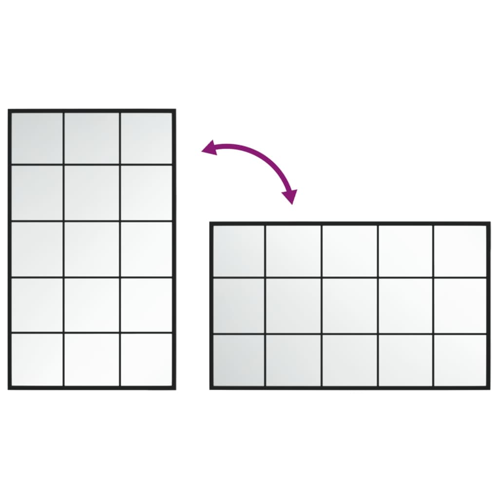 Veggspeil svart 100x60 cm metall