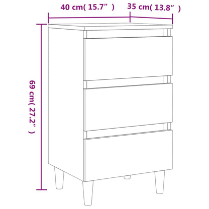 Nattbord Sengbord med ben i heltre brun eik 40x35x69 cm