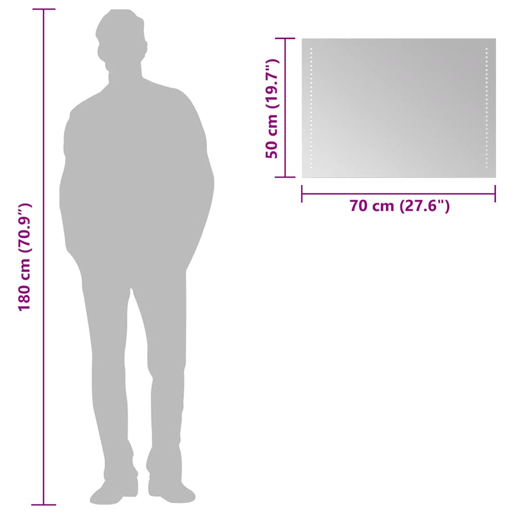 Baderomsspeil med LED 70x50 cm