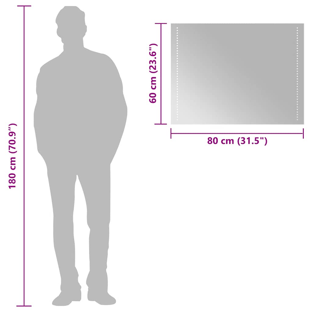 Baderomsspeil med LED 80x60 cm