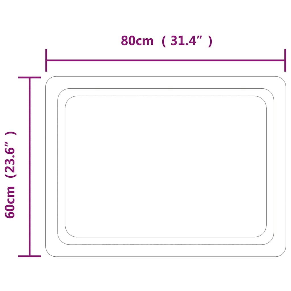 Baderomsspeil med LED 80x60 cm
