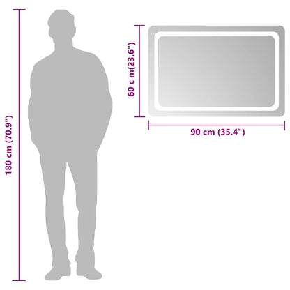 Baderomsspeil med LED 90x60 cm