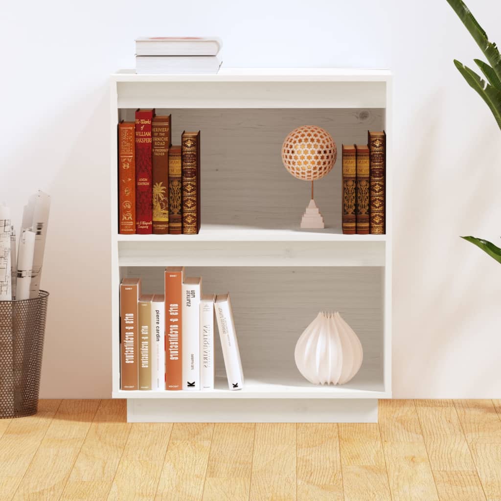 Bokhylle Hvit 60x34x75 cm heltre furu