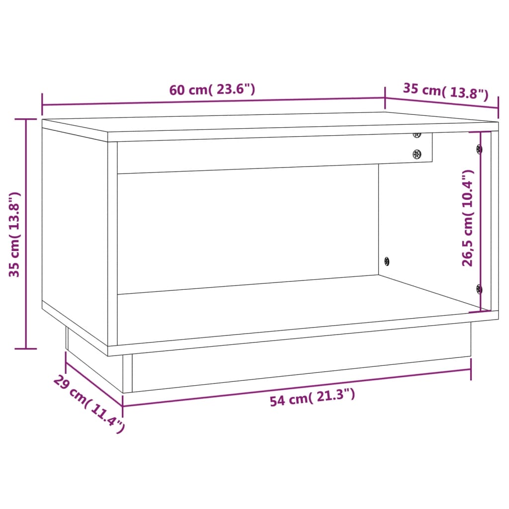 TV-benk honningbrun 60x35x35 cm heltre furu