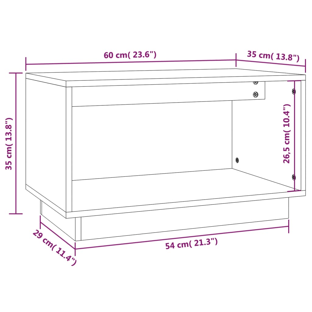 TV-benk svart 60x35x35 cm heltre furu