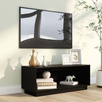 TV-benk svart 90x35x35 cm heltre furu