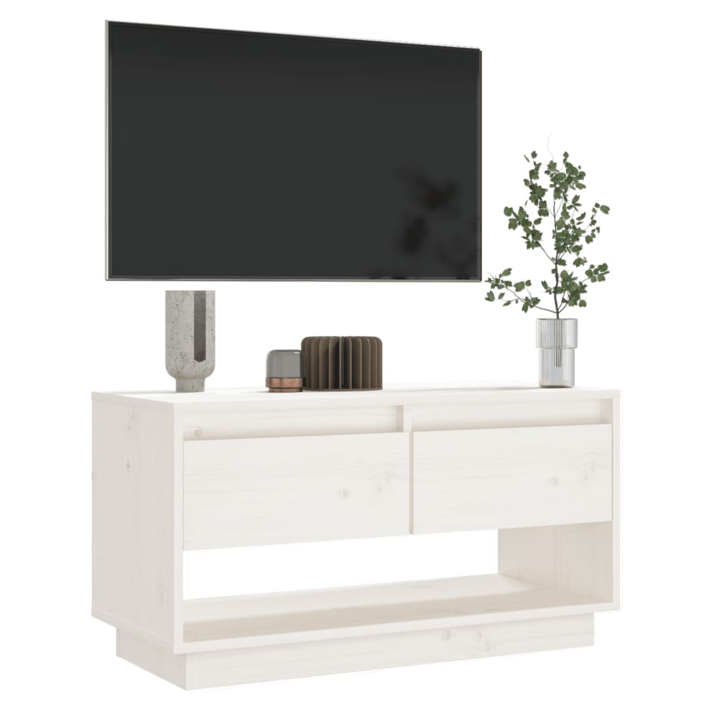 TV-benk hvit 74x34x40 cm heltre furu