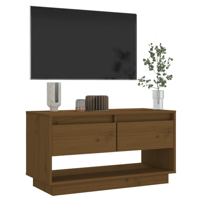 TV-benk honningbrun 74x34x40 cm heltre furu