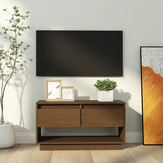 TV-benk honningbrun 74x34x40 cm heltre furu