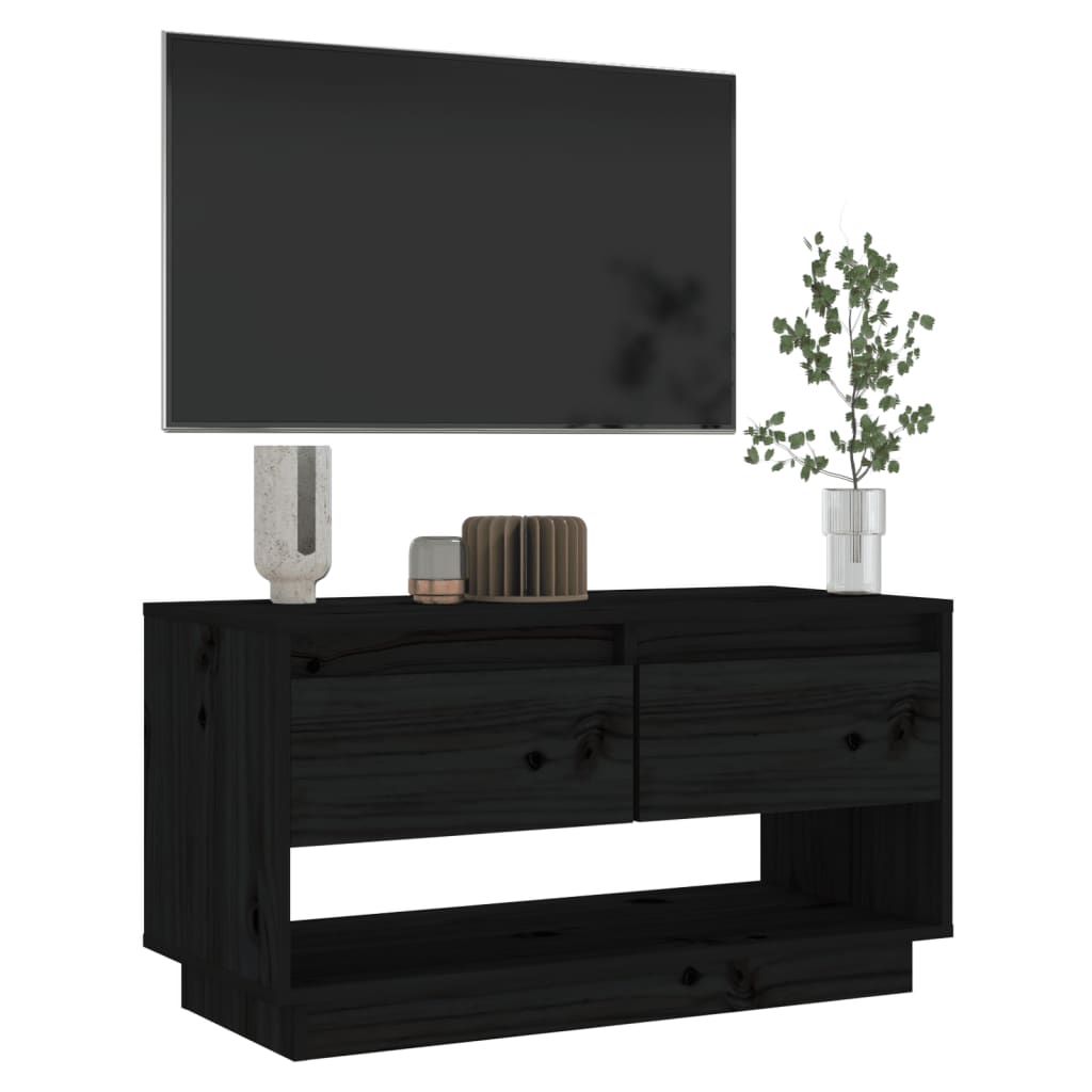 TV-benk svart 74x34x40 cm heltre furu