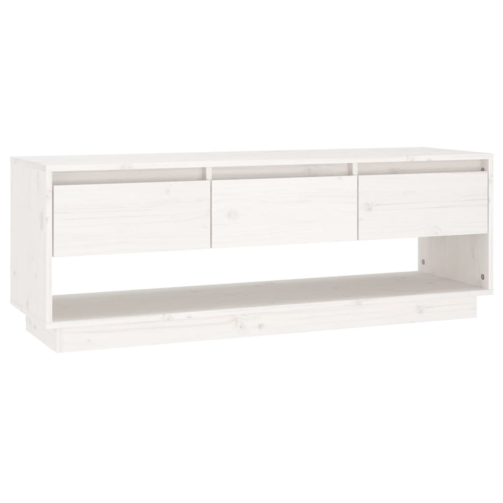 TV-benk hvit 110,5x34x40 cm heltre furu