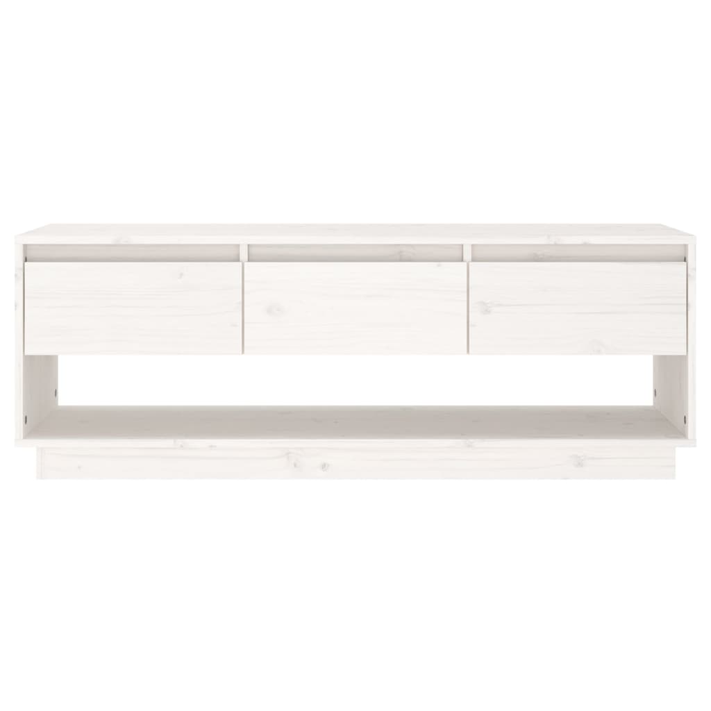 TV-benk hvit 110,5x34x40 cm heltre furu