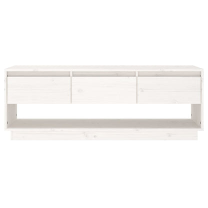 TV-benk hvit 110,5x34x40 cm heltre furu