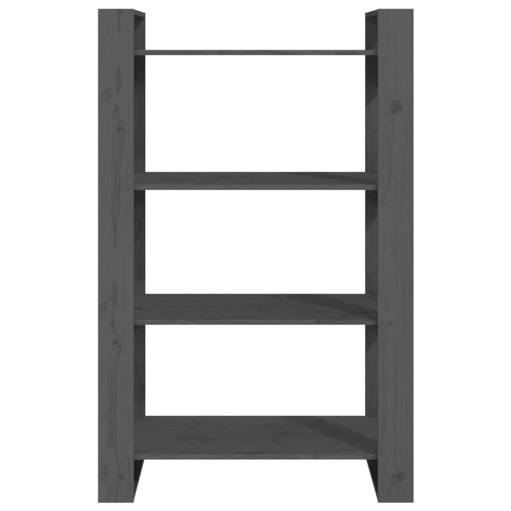 Bokhylle Grå Romdeler 80x35x125 cm heltre furu