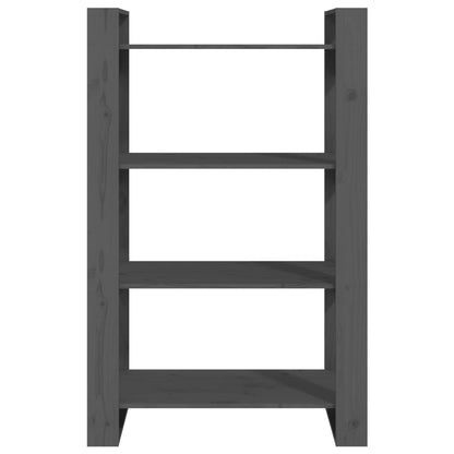 Bokhylle Grå Romdeler 80x35x125 cm heltre furu