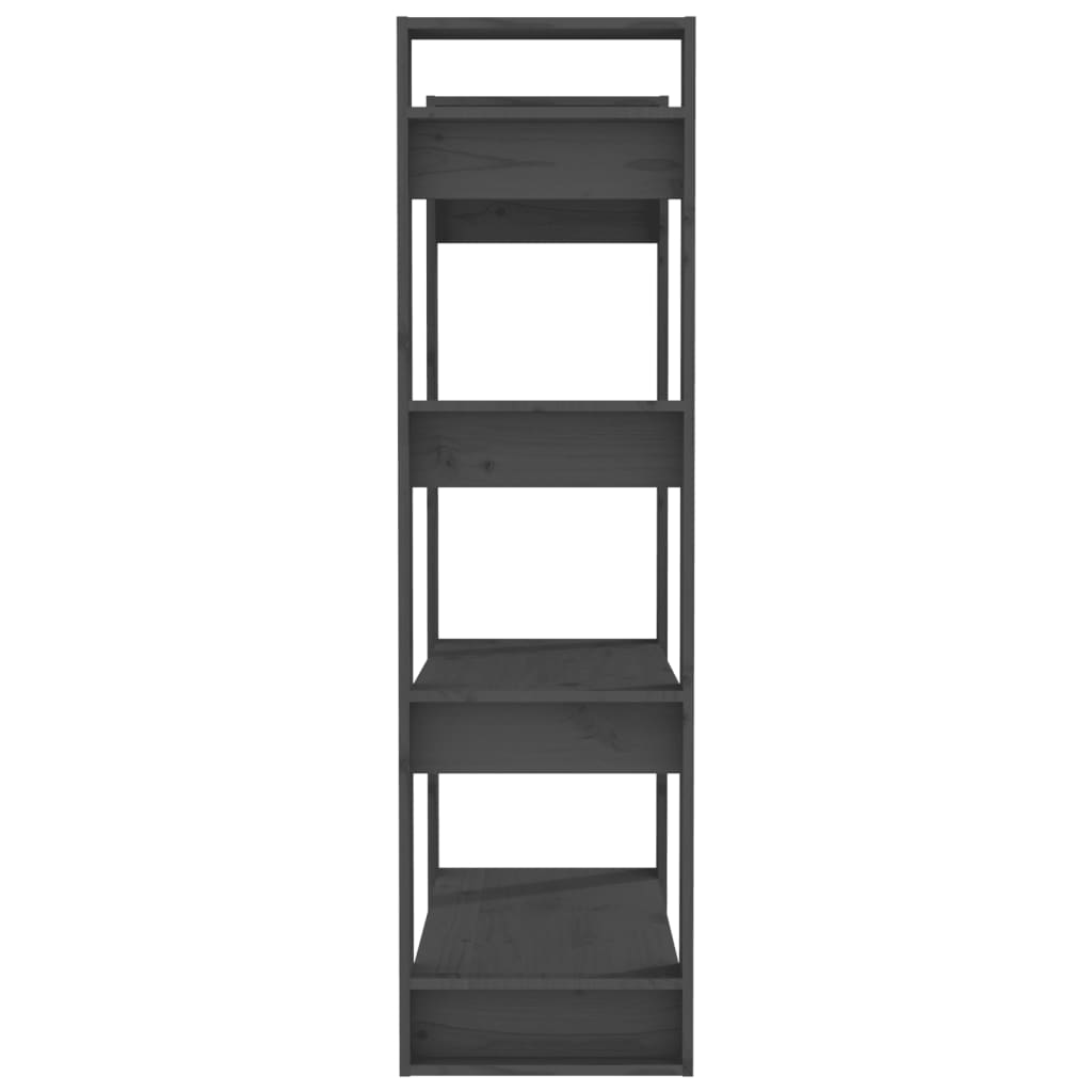 Bokhylle Grå Romdeler 80x35x125 cm heltre furu