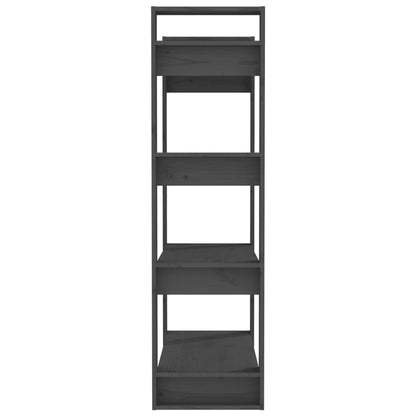 Bokhylle Grå Romdeler 80x35x125 cm heltre furu