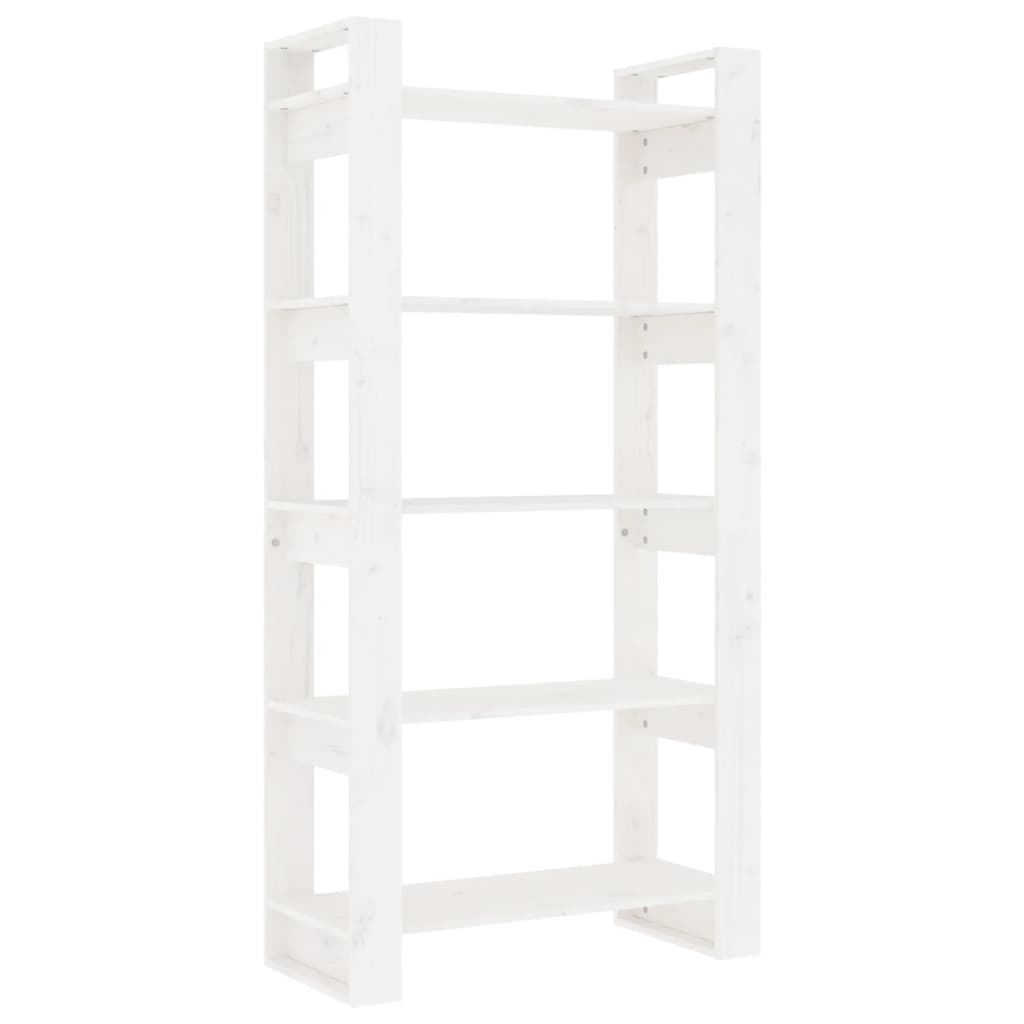 Bokhylle Hvit Romdeler 80x35x160 cm heltre furu