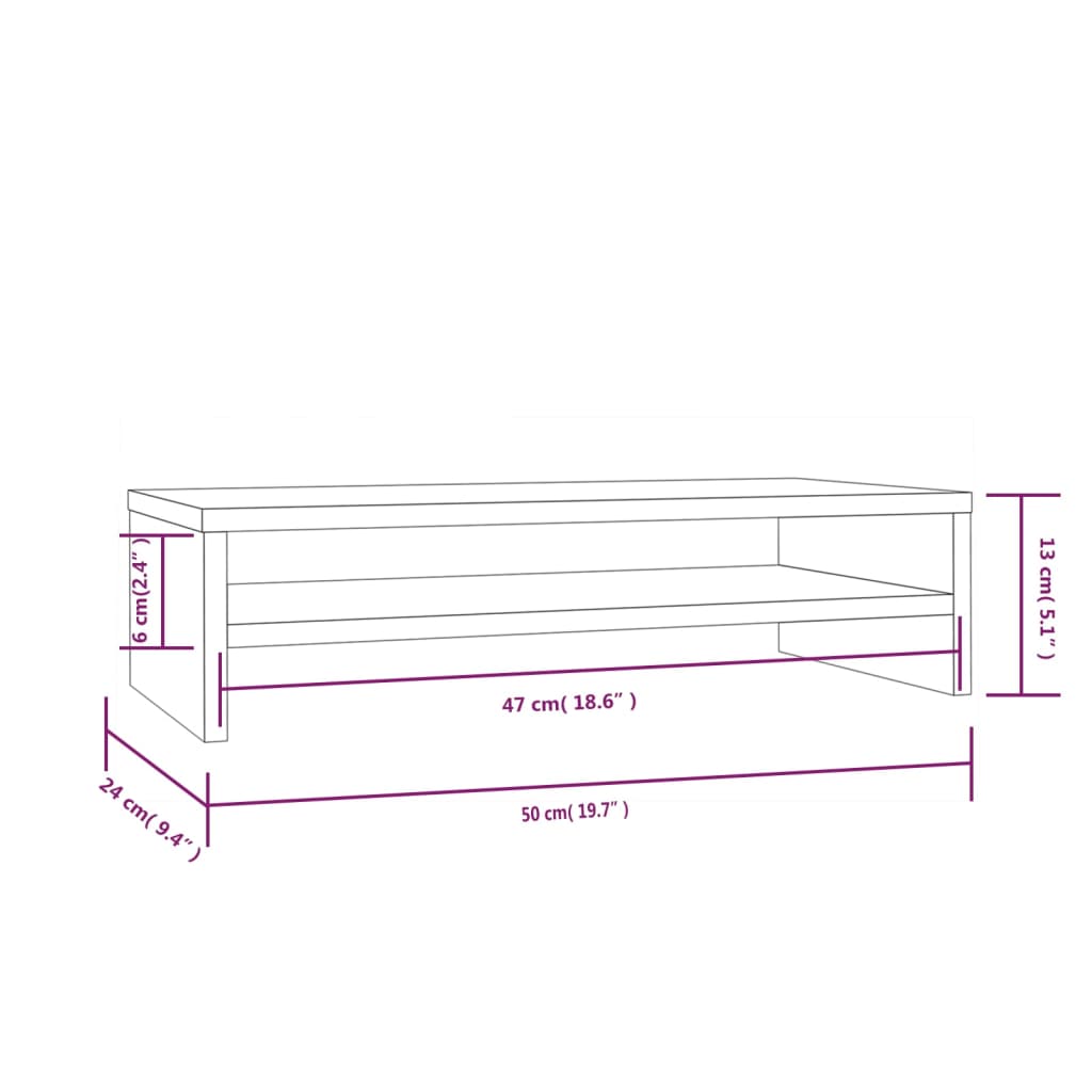 TV-Monitorstativ 50x24x13 cm heltre furu