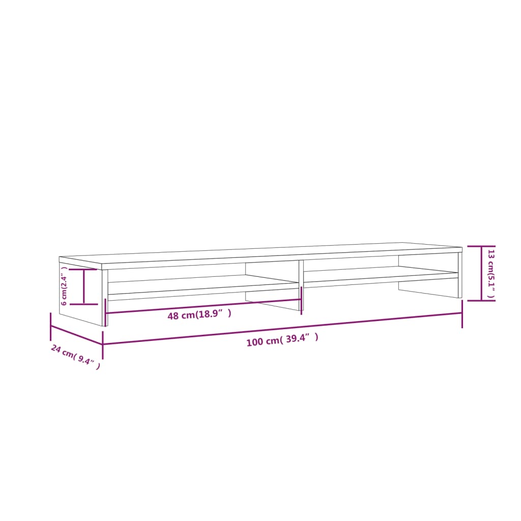 TV-Monitorstativ 100x24x13 cm heltre furu