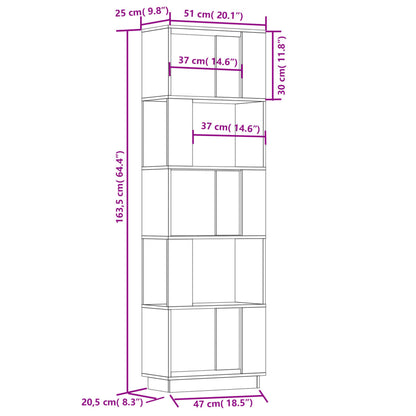 Bokhylle DIV. Romdeler 51x25x163,5 cm heltre furu
